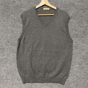 J.Crew Sweater Vest Mens L Gray Cotton Cashmere Blend Knit V-Neck Preppy Golf